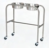 Stainless Steel Double Bowl Ring Stand with H-Brace 