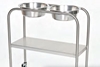 Stainless Steel Double Bowl Ring Stand with Shelf 
